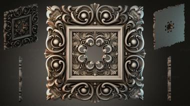 Round decor, rosettes Square panel with volutes and spheres 3d model