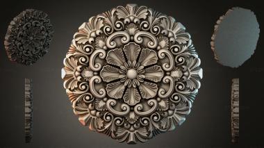 Round decor, rosettes Round rosette with volutes and fan leaves 3d model