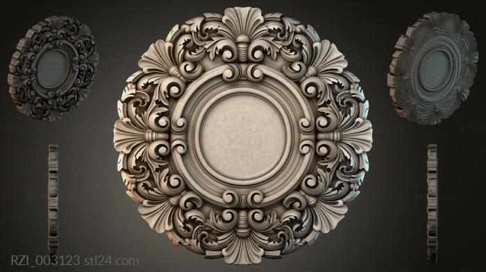 Round rosette with volutes and shells 3d STL model