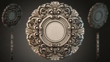 Round decor, rosettes Round rosette with volutes and shells 3d model
