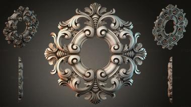 Round decor, rosettes Baroque rosette with volutes and acanthus leaves 3d model