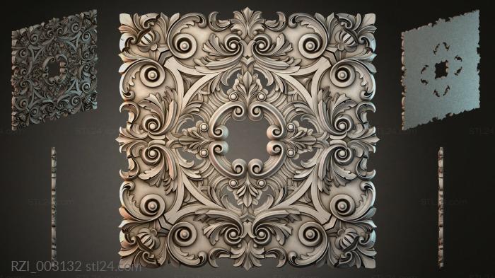 Round decor, rosettes (Ornament with curls and rosettes for CNC, RZI_003132) 3D models for cnc