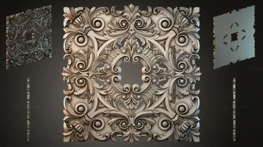 Round decor, rosettes Ornament with curls and rosettes for CNC 3d model