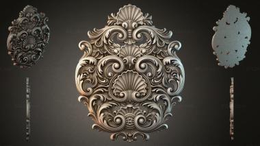 Round decor, rosettes Cartouche with scrolls and shells in Baroque style 3d model