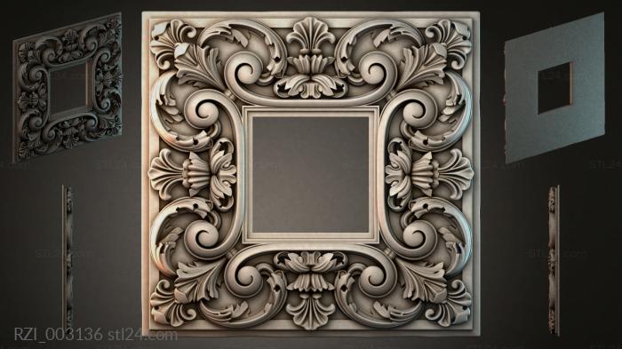Carved frame with volutes and shells 3d STL model