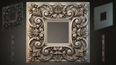 Round decor, rosettes Carved frame with volutes and shells 3d model