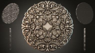 Round decor, rosettes Round rosette with swirls and floral ornament 3d model