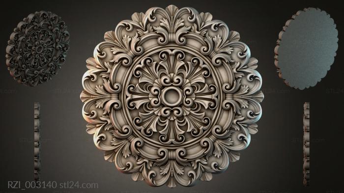 Round rosette with acanthus scrolls and a central medallion 3d STL model