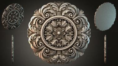 Round decor, rosettes Square rosette with volutes and a floral medallion 3d model