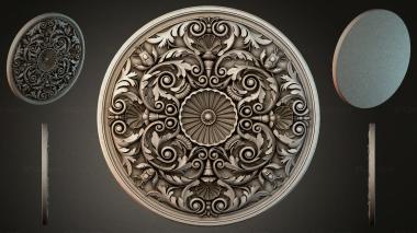 Round decor, rosettes Round ceiling rose with twisted volutes and fan-shaped ornaments 3d model
