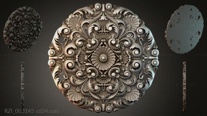 Round rosette with volutes and shells 3d STL model