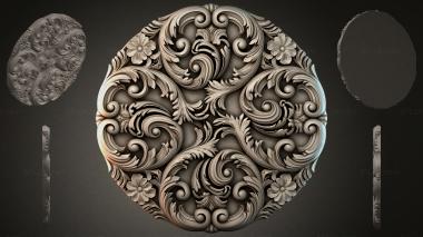 Round decor, rosettes Round rosette with acanthus scrolls and floral motifs 3d model