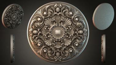 Round decor, rosettes Round ceiling rose with scrollwork and shells 3d model