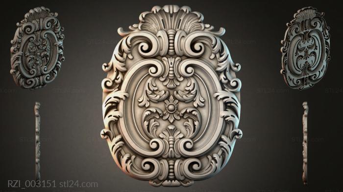 Cartouche with acanthus scrolls and a floral medallion 3d STL model