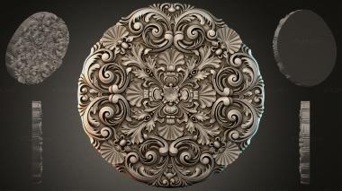 Round decor, rosettes Round medallion with ornate scrolls and shells 3d model