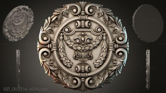 Round rosette with scrolls and leaves in the Baroque style 3d STL model