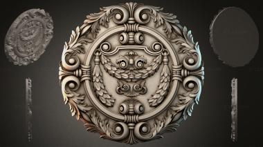 Round decor, rosettes Round rosette with scrolls and leaves in the Baroque style 3d model