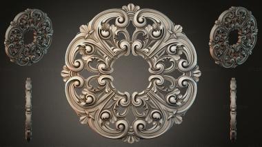 Round decor, rosettes Round rosette with volutes and acanthus leaves 3d model