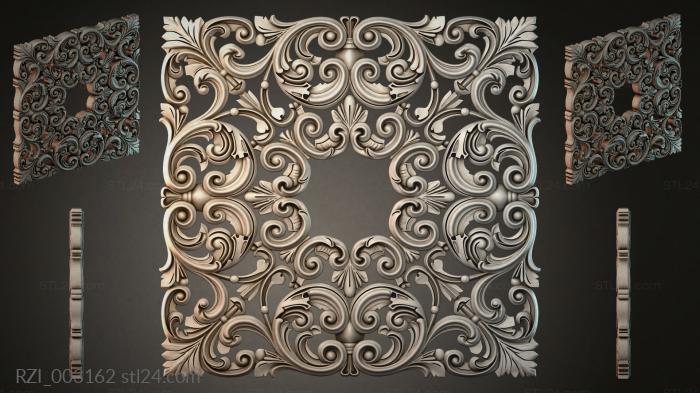 Carved ornament with volutes and palmettes 3d STL model