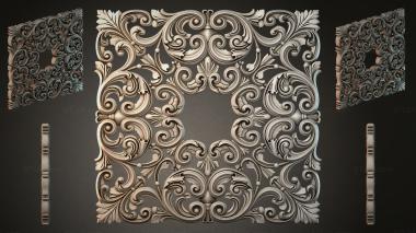 Round decor, rosettes Carved ornament with volutes and palmettes 3d model