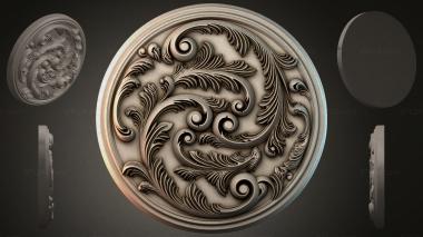 Round decor, rosettes Round medallion with wavy acanthus ornament 3d model