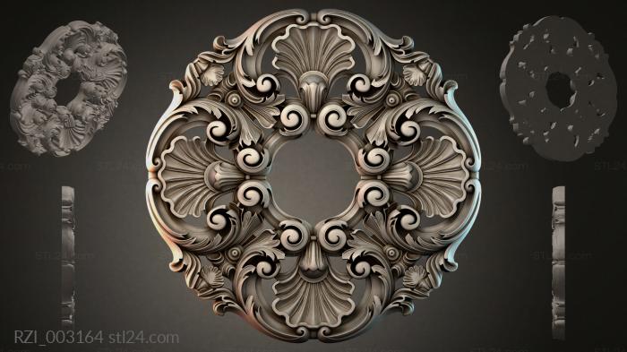 Acanthus rosette with scrolls and shells 3d STL model