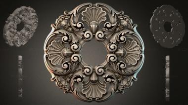 Round decor, rosettes Acanthus rosette with scrolls and shells 3d model