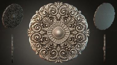 Round decor, rosettes Carved medallion with spirals and a central rosette 3d model