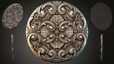 Round decor, rosettes Round panel with volutes and a sink 3d model