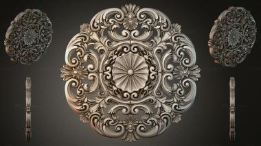 Round decor, rosettes Baroque rosette with scrolls and a radiant core 3d model
