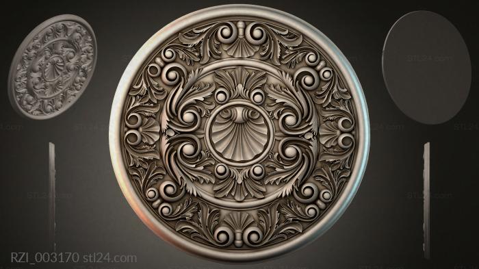 Round medallion with volutes and shells 3d STL model