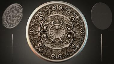 Round decor, rosettes Round medallion with volutes and shells 3d model
