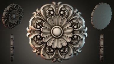 Round decor, rosettes Ceiling rosette with petals and spirals 3d model
