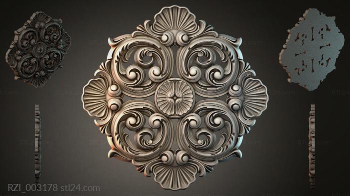 Ceremonial cartouche with volutes and shells 3d STL model