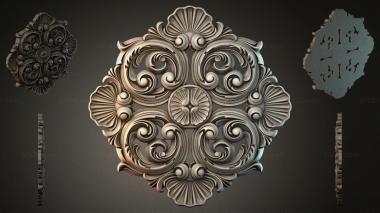 Round decor, rosettes Ceremonial cartouche with volutes and shells 3d model