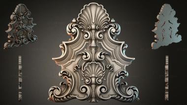 Round decor, rosettes Cartouche with scrolls and a shell 3d model