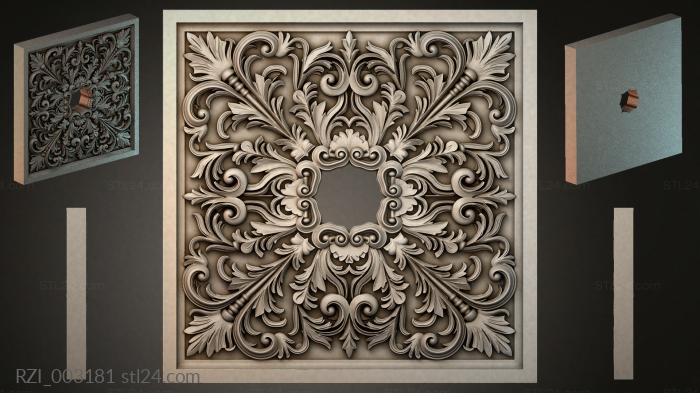Panel with volutes and foliate ornament 3d STL model