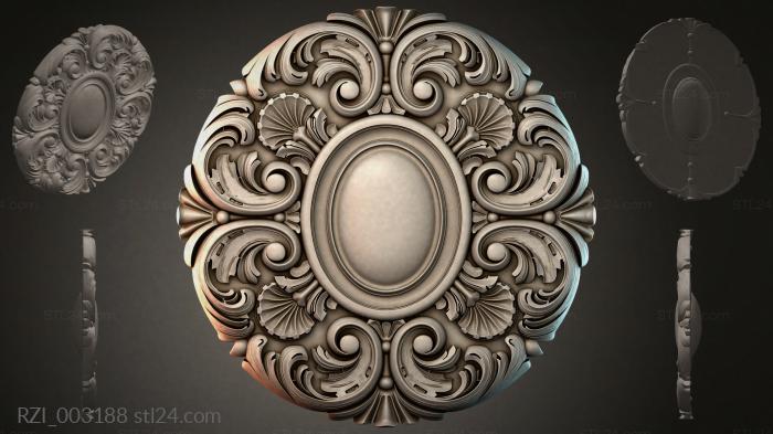 Oval rosette with volutes and shells 3d STL model