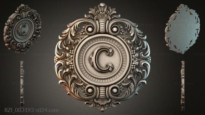 Round rosette with volutes and spiral ornament 3d STL model