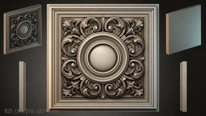 Panel with a round rosette and acanthus ornament 3d STL model