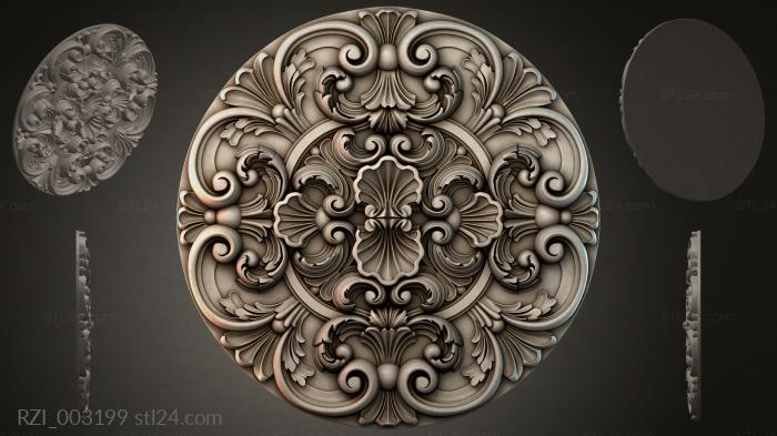 Round rosette with volutes and palmettes 3d STL model