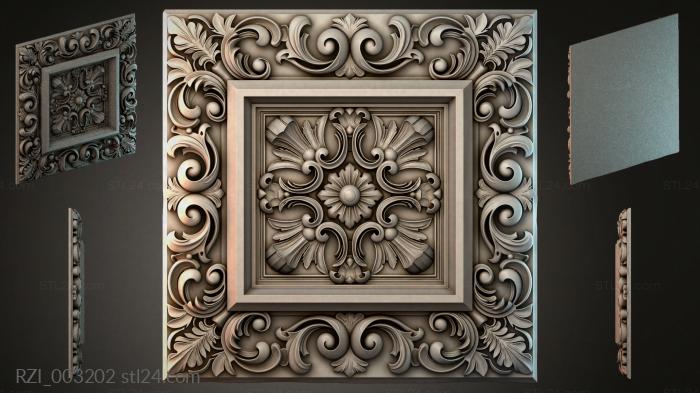Panel with a rosette of acanthus and scrolls 3d STL model
