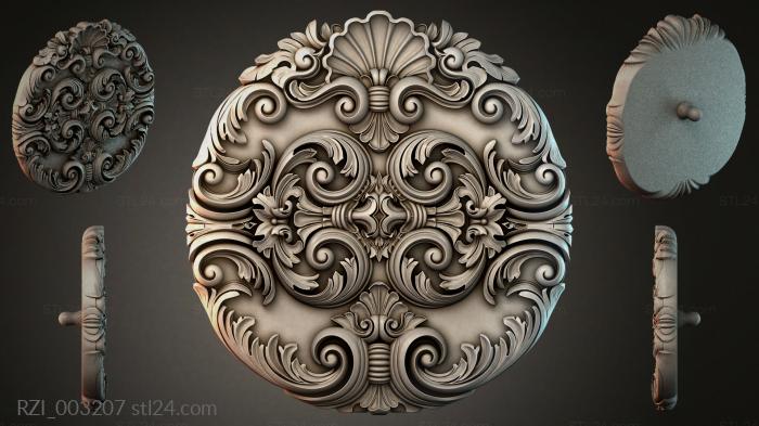 Round panel with scrolls and shells 3d STL model