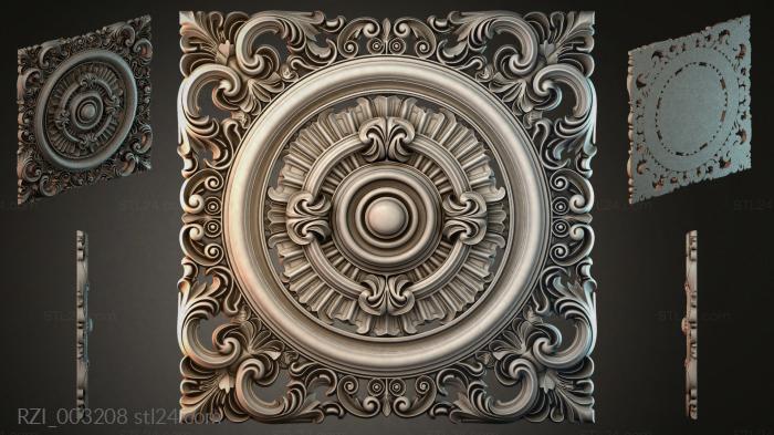 Ceiling rose with volutes and a central sphere 3d STL model