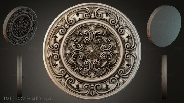 Round medallion with volutes and palmettes 3d STL model