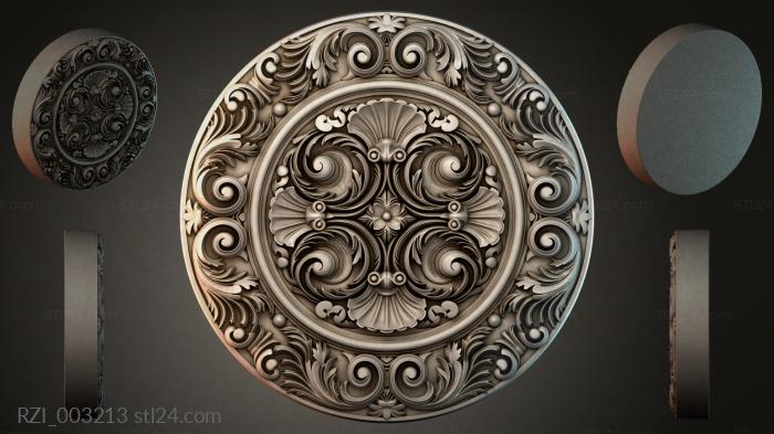 Round ceiling rose with volutes and basins 3d STL model