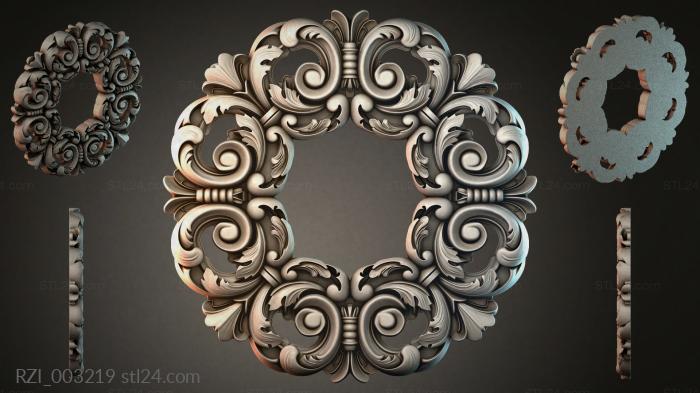 Acanthus rosette ornament with scrolls 3d STL model