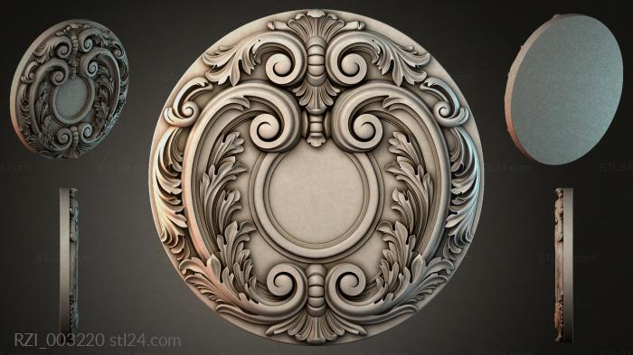 Round rosette with volutes and acanthus leaves 3d STL model