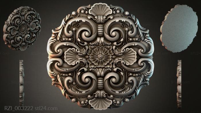 Rosette with volutes and a floral medallion 3d STL model