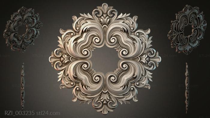 Vignette with baroque scrolls for CNC 3d STL model